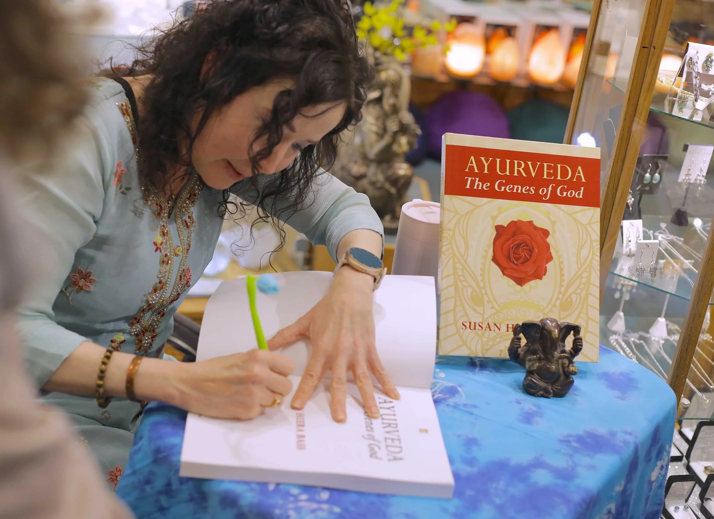 Susan Hiera Bass at a book talk event in Portland